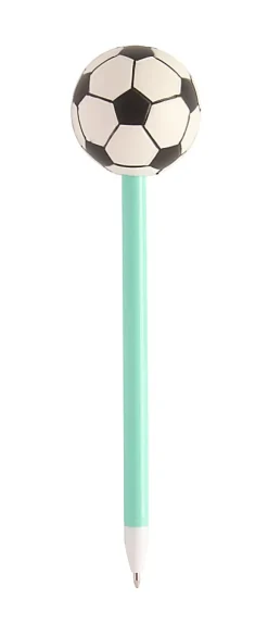 Office Depot® Brand Ballpoint Pen With Topper, Medium Point, 0.7 mm, Teal Barrel, Black Ink, Soccer Ball