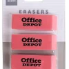 Office Depot® Brand Beveled Erasers, Pink, Pack Of 3 Erasers