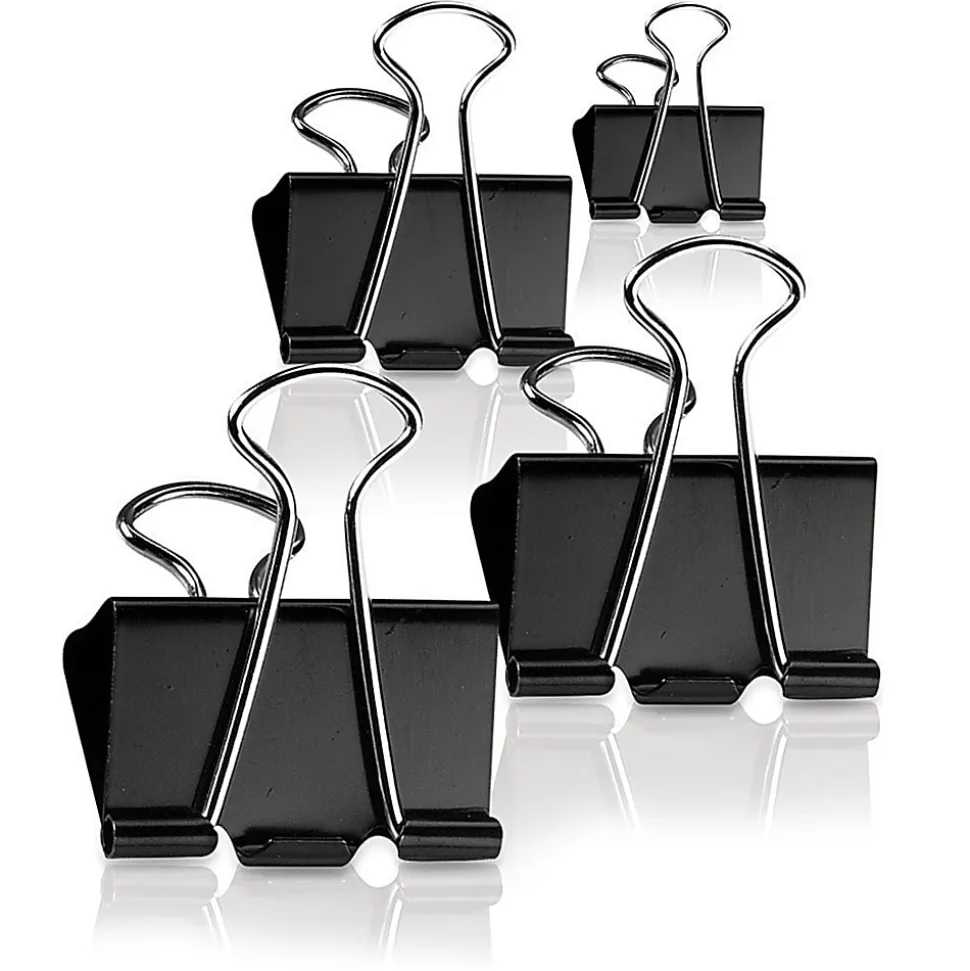 Office Depot® Brand Binder Clips, Medium, 1-1/4" Wide, 5/8" Capacity, Black, Box Of 12