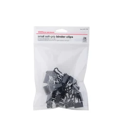 Office DepotĀ® Brand Binder Clips, Small, 3/4" Wide, 3/8" Capacity, Black, Pack Of 24
