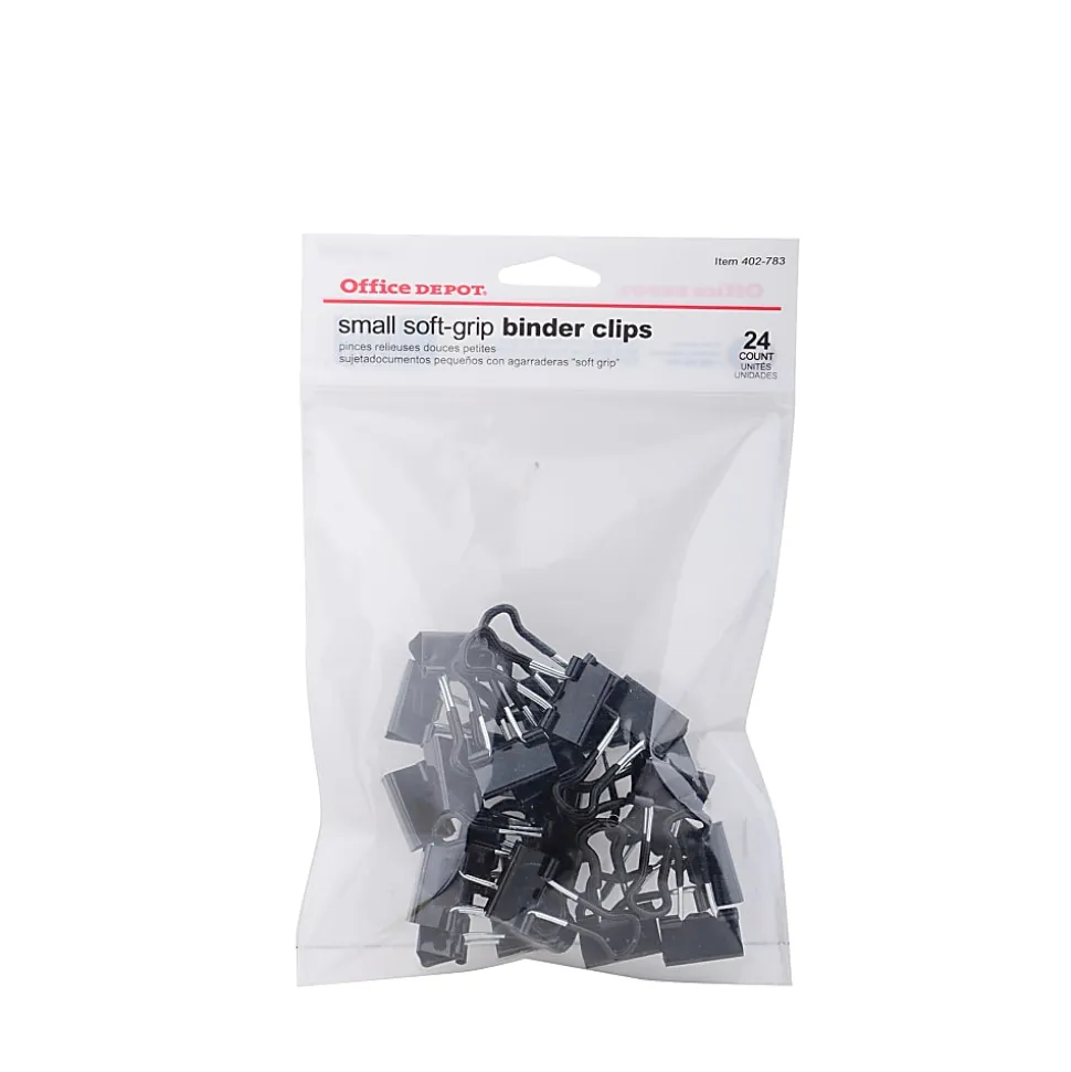 Office Depot® Brand Binder Clips, Small, 3/4" Wide, 3/8" Capacity, Black, Pack Of 24