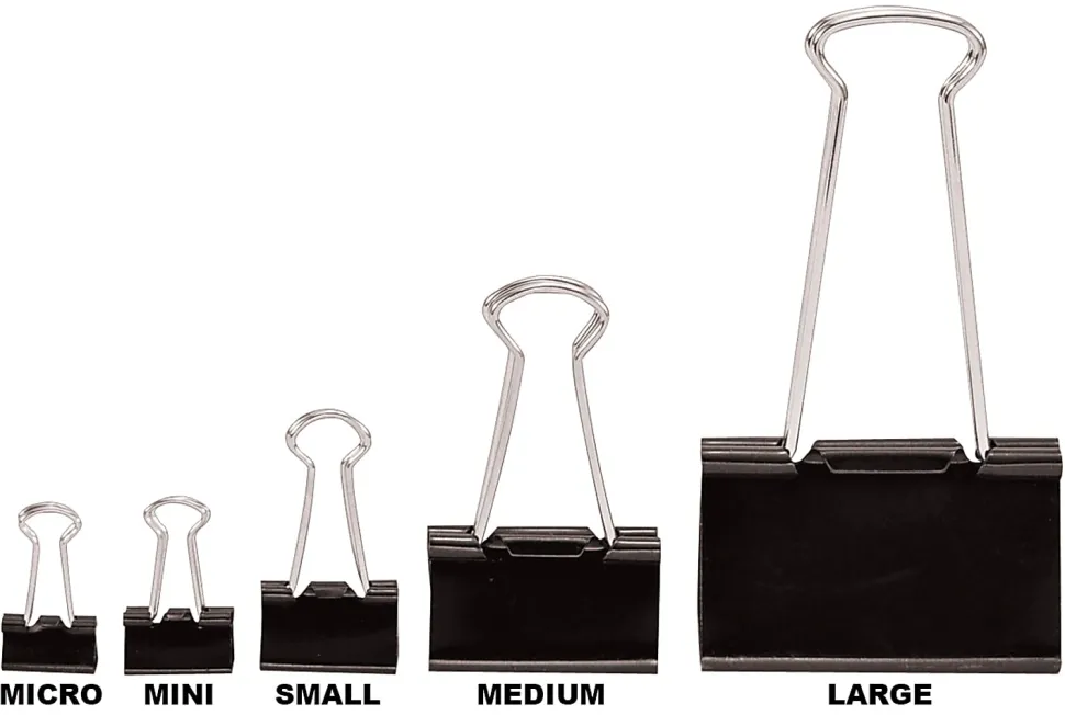Office Depot® Brand Binder Clips, Small, 3/4" Wide, 3/8" Capacity, Black, 12 Clips Per Box, Pack Of 12 Boxes