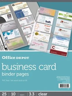 Office Depot® Brand Business Card Binder Pages, 8-1/2" x 11", Clear, Pack Of 25