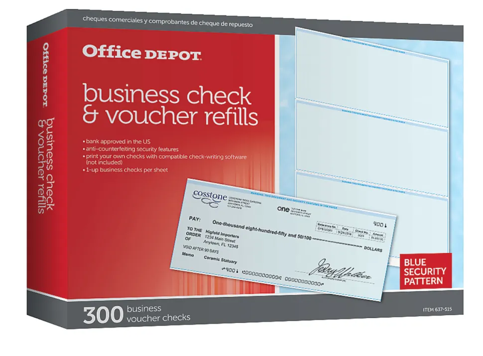 Office Depot® Brand Business Check Refill Pack, 1-Part, Pack Of 300