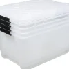 Office Depot® Brand by GreenMade® Instaview Storage Container With Latch Handles/Snap Lids, 45 Qt, 16-1/2" x 15-3/4" x 21-1/2", Clear, Pack Of 4