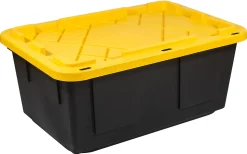 Office Depot® Brand by Greenmade® Professional Storage Totes, 23-Gallon, Black/Yellow, Pack Of 4 Totes