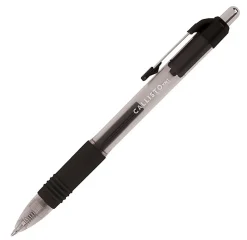 Office DepotĀ® Brand Callisto Retractable Gel Ink Pens, Medium Point, 0.7 mm, Transparent Black Barrel, Black Ink, Pack Of 12 Pens