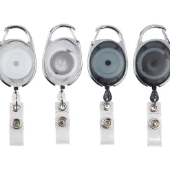 Office Depot® Brand Carabiner-Style ID Card Reels, Assorted Colors, Pack Of 4