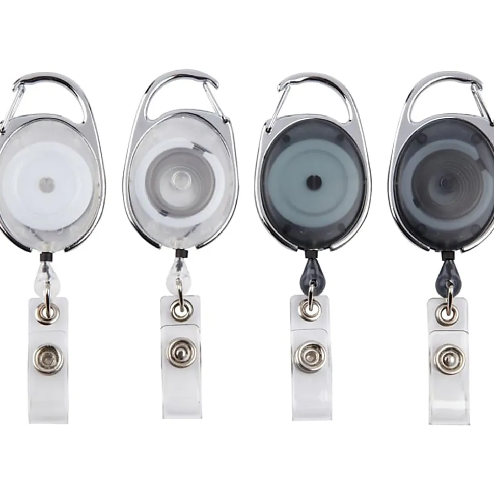 Office Depot® Brand Carabiner-Style ID Card Reels, Assorted Colors, Pack Of 4