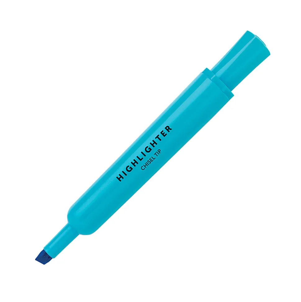 Office Depot® Brand Chisel-Tip Highlighter, 100% Recycled Plastic Barrel, Fluorescent Blue, Pack Of 12
