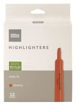 Office Depot® Brand Chisel-Tip Highlighter, 100% Recycled Plastic Barrel, Fluorescent Orange, Pack Of 12