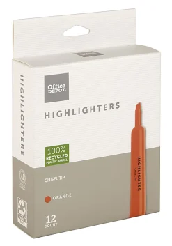 Office Depot® Brand Chisel-Tip Highlighter, 100% Recycled Plastic Barrel, Fluorescent Orange, Pack Of 12