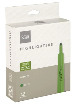 Office Depot® Brand Chisel-Tip Highlighter, 100% Recycled Plastic Barrel, Green, Pack Of 12