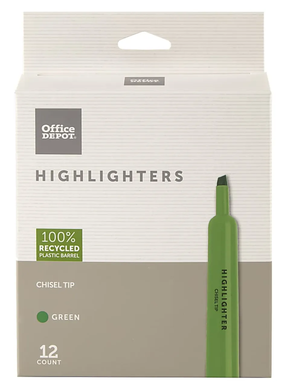 Office Depot® Brand Chisel-Tip Highlighter, 100% Recycled Plastic Barrel, Green, Pack Of 12