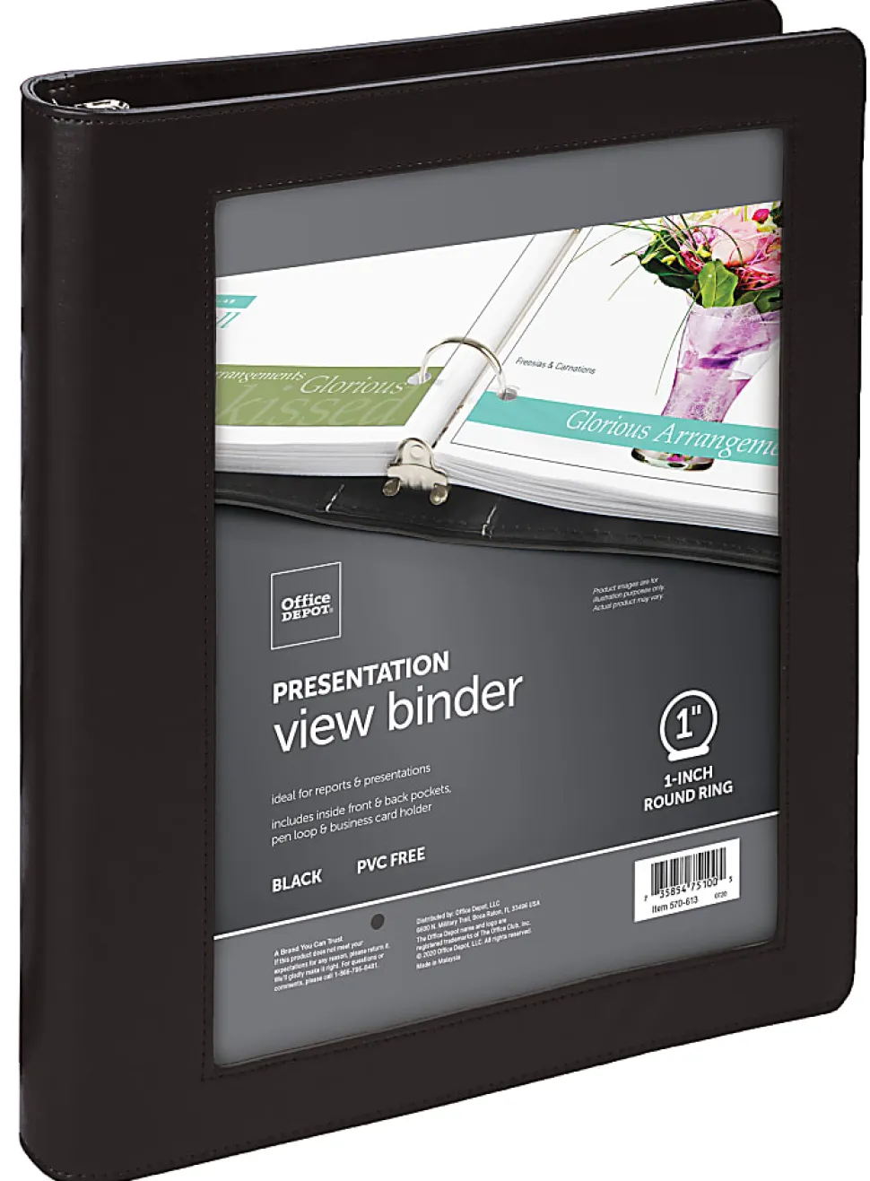 Office Depot® Brand Classic-Style View 3-Ring Binder, 1" Round Rings, Black