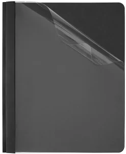 Office Depot® Brand Clear-Front Report Covers With Linen Texture, Black, Pack Of 5