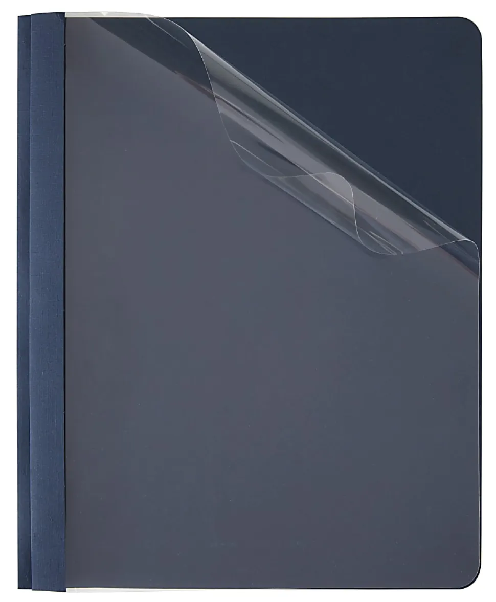 Office Depot® Brand Clear-Front Report Covers With Linen Texture, Navy, Pack Of 5