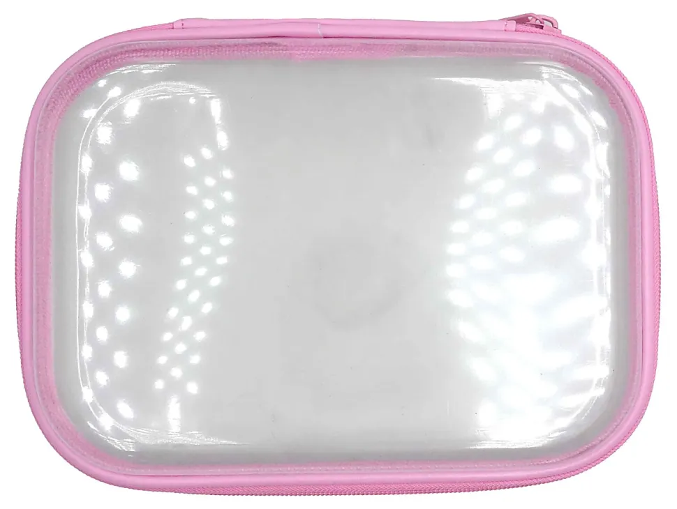 Office Depot® Brand Clear Pencil Case With Trim, 9" x 6-3/4", Iridescent With Blue Trim