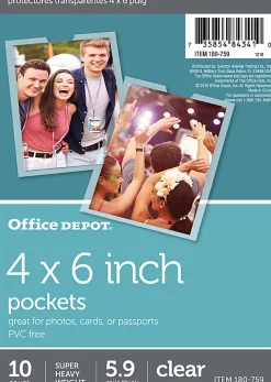 Office DepotĀ® Brand Clear Pockets, 4" x 6", Pack Of 10