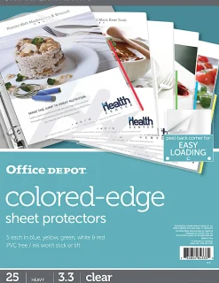 Office DepotĀ® Brand Colored-Edge Sheet Protectors, 8-1/2" x 11", Clear, Pack Of 25