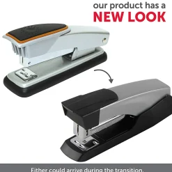 Office DepotĀ® Brand Compact Half-Strip Metal Desktop Stapler, 20 Sheets Capacity, Silver