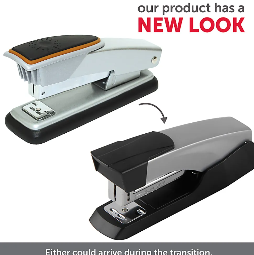 Office Depot® Brand Compact Half-Strip Metal Desktop Stapler, 20 Sheets Capacity, Silver