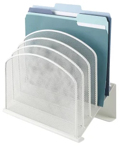 Office Depot® Brand 5-Compartment Mesh Incline Sorter, 11-3/4”H x 11-1/4”W x 7-1/4”D, White