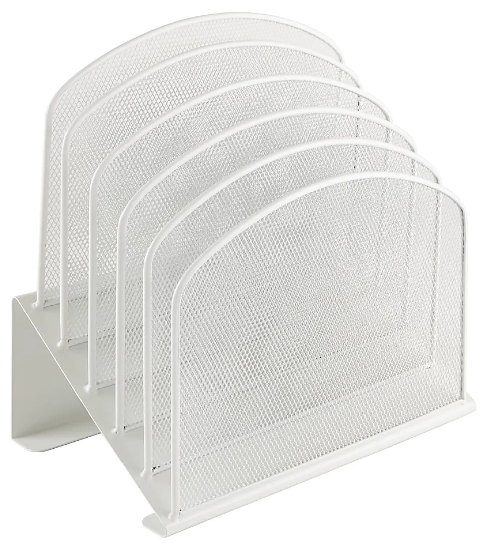 Office Depot® Brand 5-Compartment Mesh Incline Sorter, 11-3/4”H x 11-1/4”W x 7-1/4”D, White