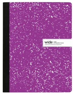 Office Depot® Brand Composition Notebook, 9-3/4" x 7-1/2", Wide Ruled, 100 Sheets, Purple/White