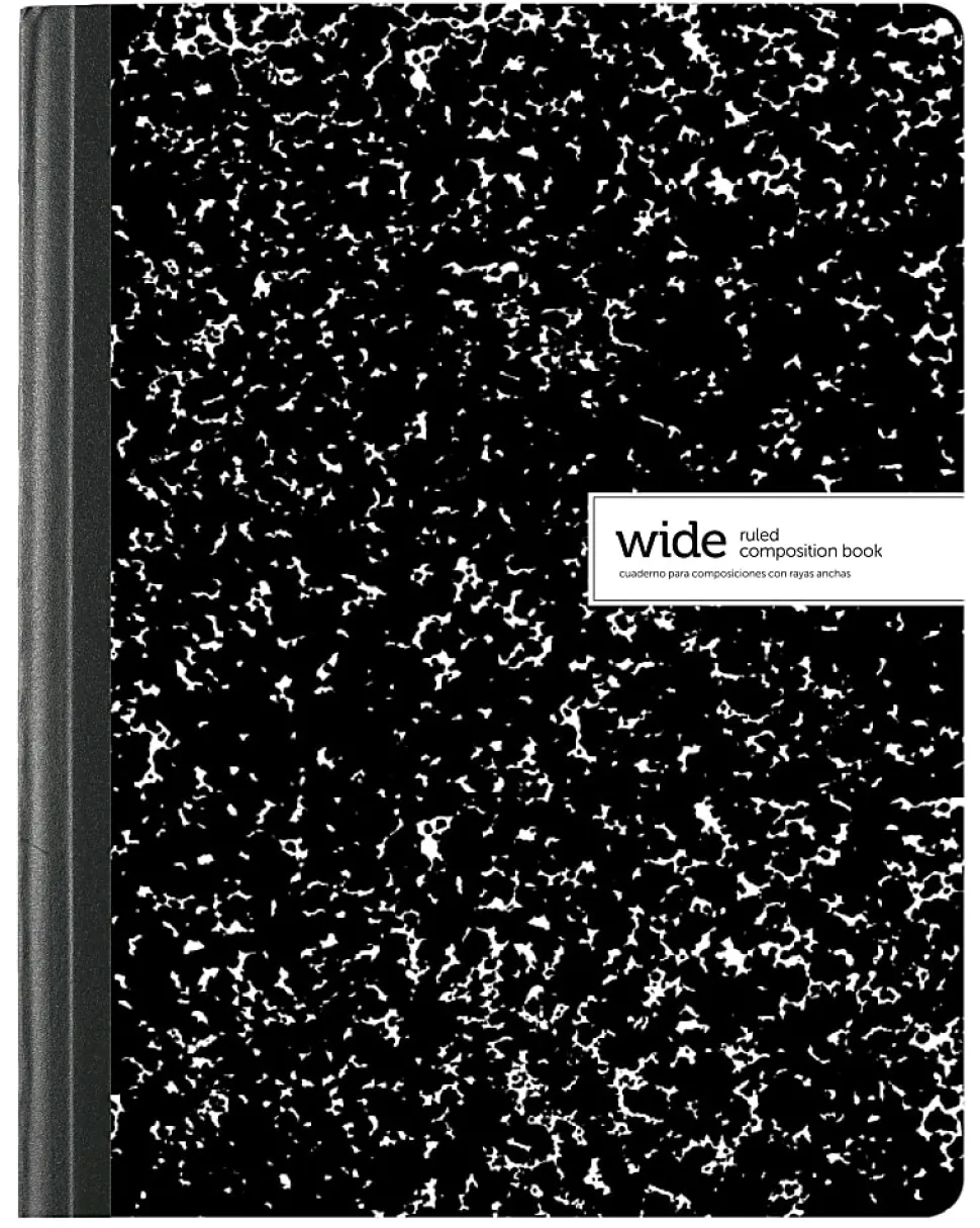 Office Depot® Brand Composition Books, 7-1/2" x 9-3/4", Wide Ruled, 100 Sheets, Black/White, Pack Of 12 Notebooks