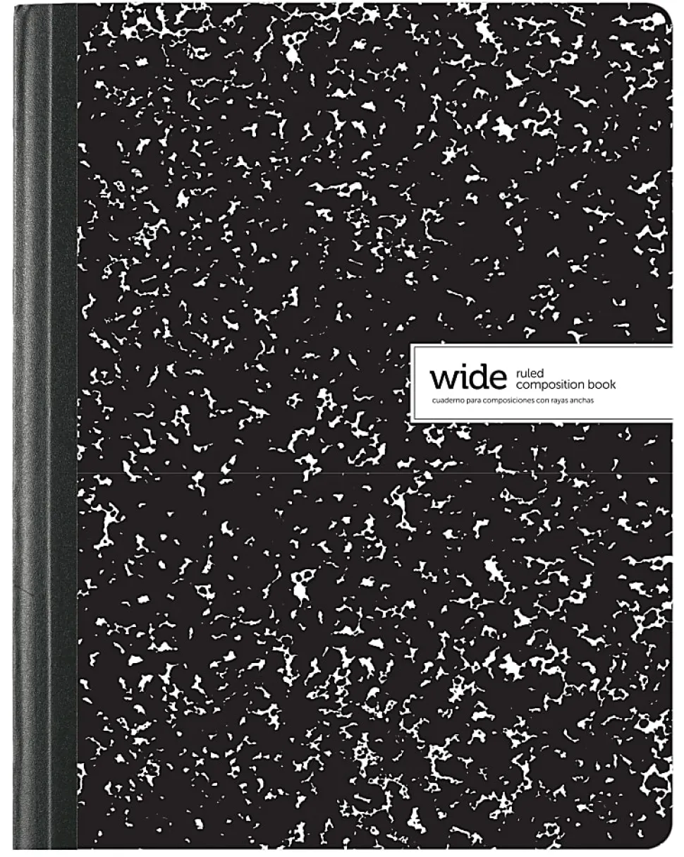 Office Depot® Brand Composition Book, 7-1/2" x 9-3/4", Wide Ruled, 100 Sheets, Black/White, Pack of 3