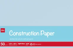 Office Depot® Brand Construction Paper, 12" x 18", 100% Recycled, Light Blue, Pack Of 50 Sheets