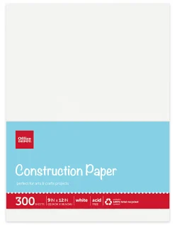 Office Depot® Brand Construction Paper, 9" x 12", 100% Recycled, White, Pack Of 300 Sheets
