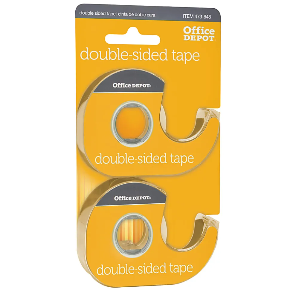Office Depot® Brand Double-Sided Tape In Dispensers, 1/2" x 400", Clear, Pack of 2 rolls
