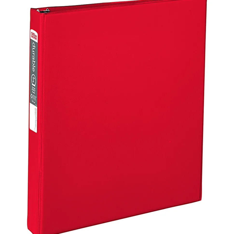 Office Depot® Brand Durable Reference 3-Ring Binder, 1" Round Rings, Red