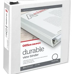 Office DepotĀ® Brand Durable View 3-Ring Binder, 3" Round Rings, White