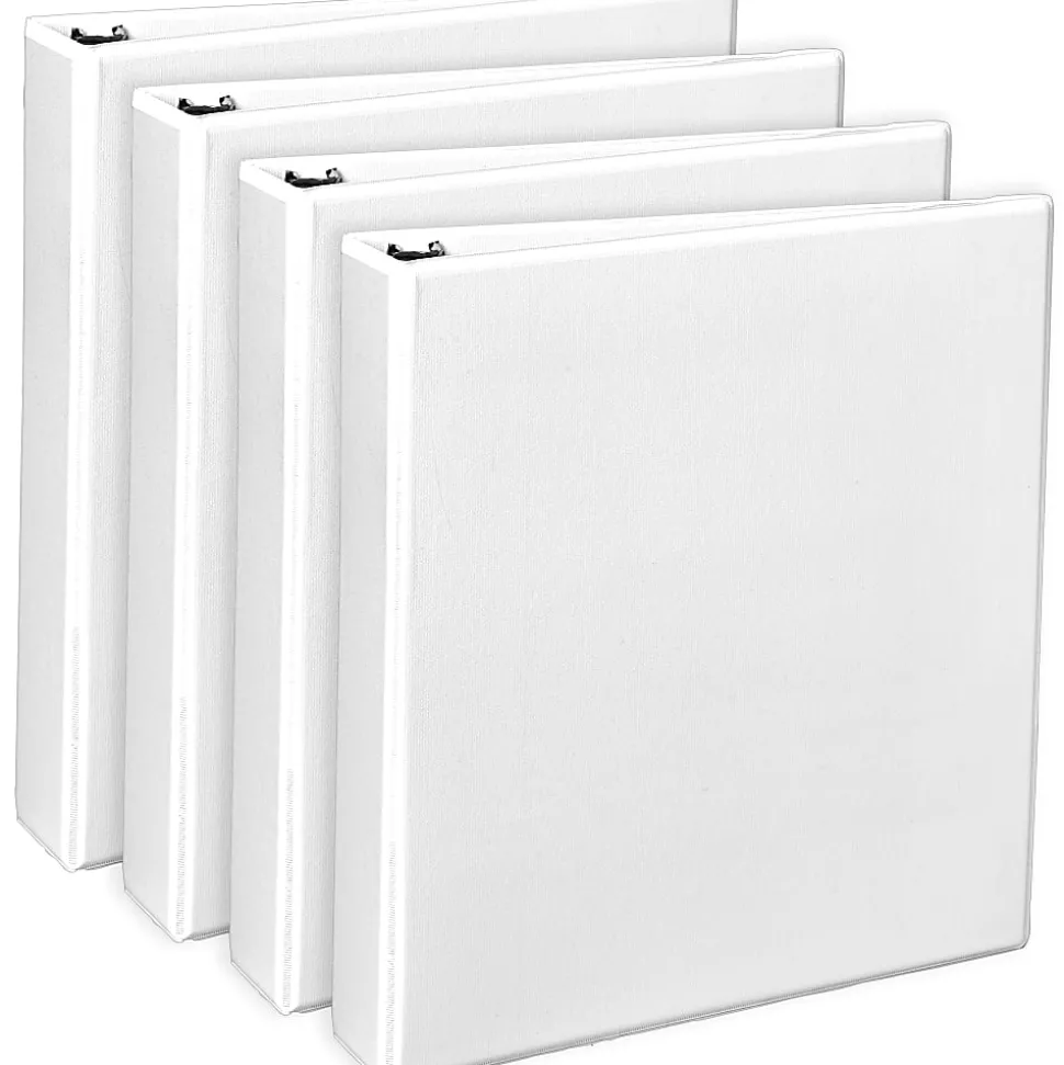 Office Depot® Brand Durable View 3-Ring Binder, 1 1/2" Round Rings, White, Pack Of 4