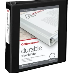 Office Depot® Brand Durable View 3-Ring Binder, 1" Round Rings, Black