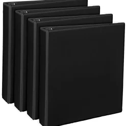 Office DepotĀ® Brand Durable View 3-Ring Binder, 1 1/2" Round Rings, Black, Pack Of 4