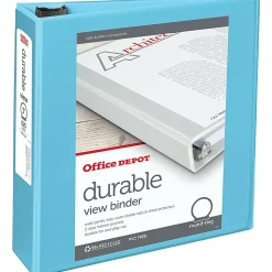 Office DepotĀ® Brand Durable View 3-Ring Binder, 1/2" Round Rings, Black
