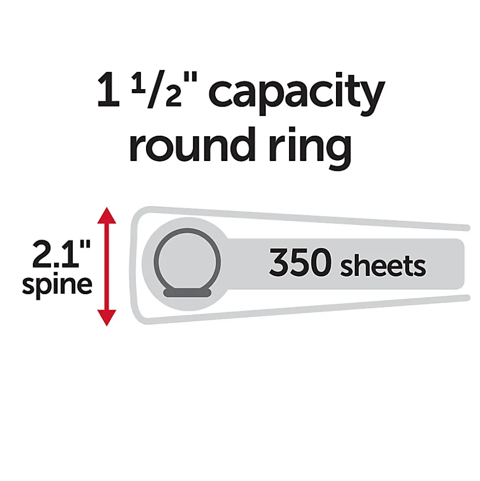 Office Depot® Brand Durable View 3-Ring Binder, 1 1/2" Round Rings, White, OD02961