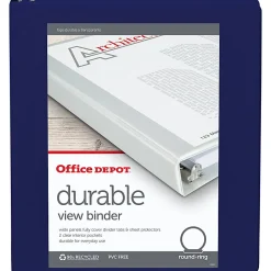 Office Depot® Brand Durable View 3-Ring Binder, 1" Round Rings, Blue