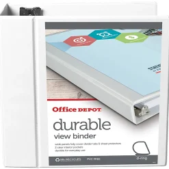 Office DepotĀ® Brand Durable View 3-Ring Binder, 5" Slant Rings, White