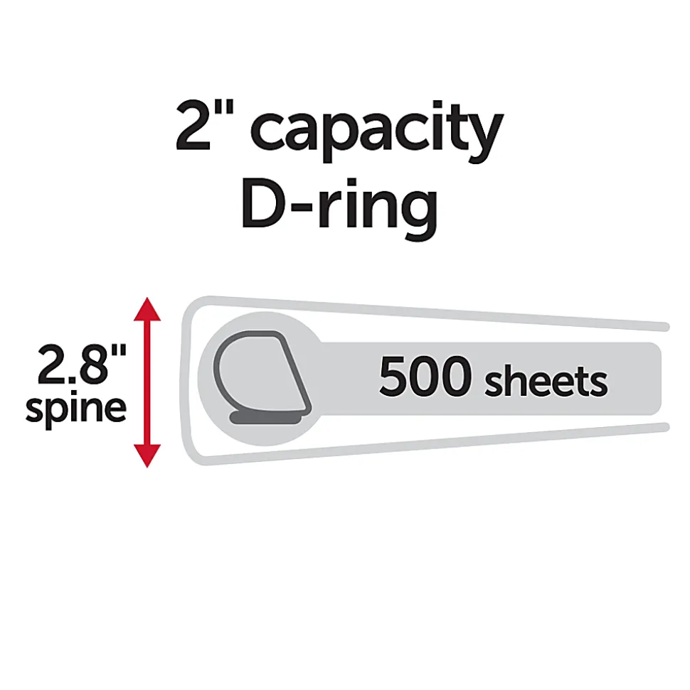 Office Depot® Brand Durable View Slant-Ring 3-Ring Binder, 2" Slant Rings, Black