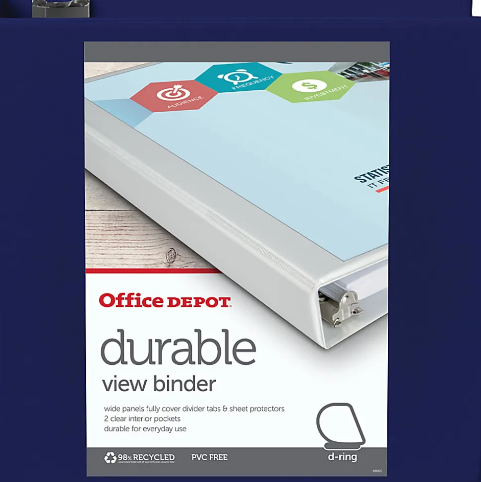 Office Depot® Brand Durable View 3-Ring Binder, 3" D-Rings, Blue