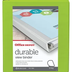 Office DepotĀ® Brand Durable View 3-Ring Binder, 1" D-Rings, Green