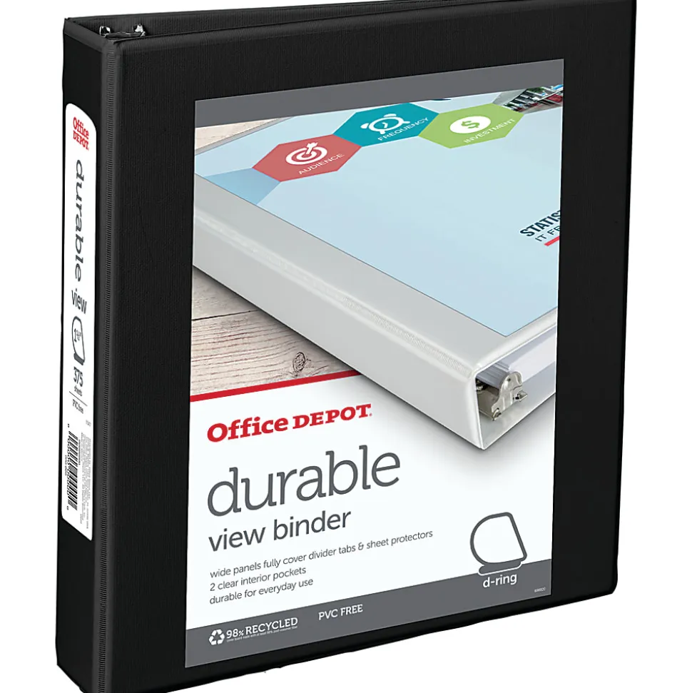 Office Depot® Brand Durable View 3-Ring Binder, 1 1/2" D-Rings, Black