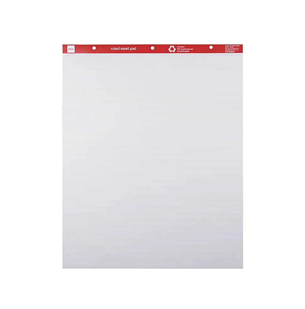 Office Depot® Brand Easel Pads, 27" x 34", Ruled, 50 Sheets, 30% Recycled, White, Pack Of 2