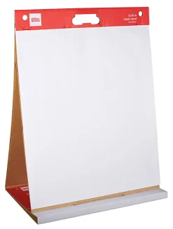 Office Depot® Brand Easel Pad, 20" x 23", Tabletop with Built-In Stand, 25 Sheets, 30% Recycled, White