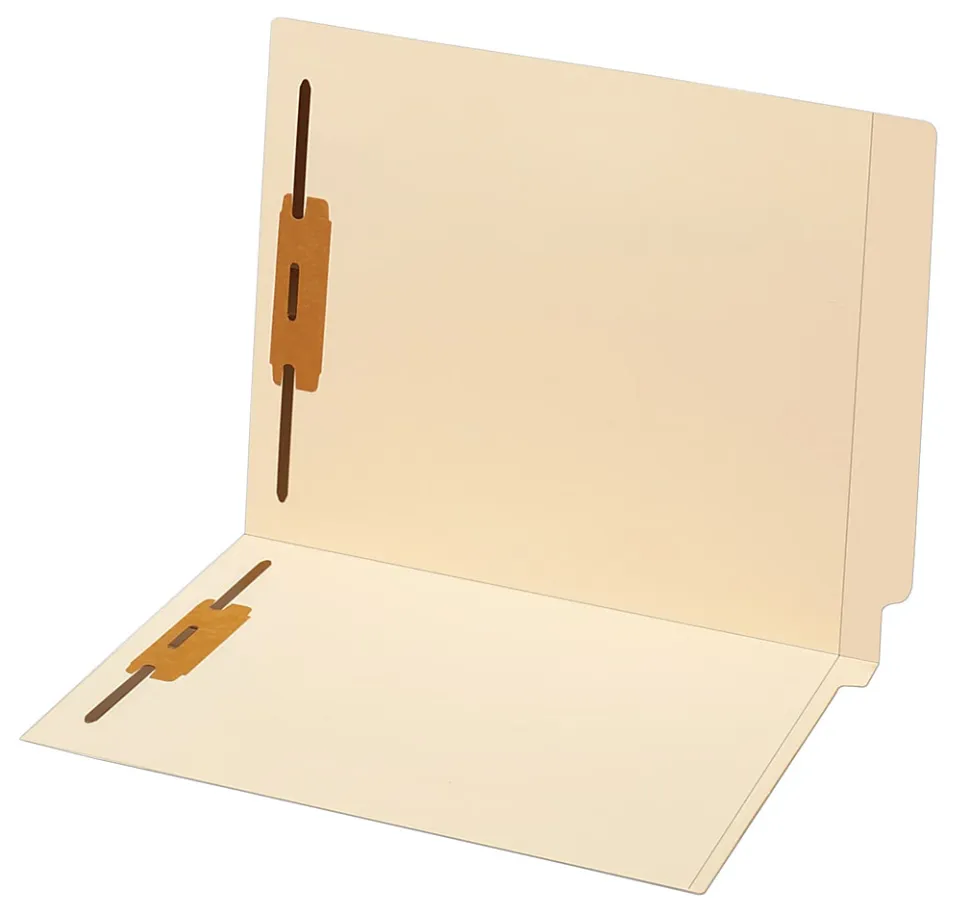Office Depot® Brand End Tab Fastener Folders, 2 Bonded Fasteners, Straight-Cut Tabs, Letter Size, Manila, Box Of 50